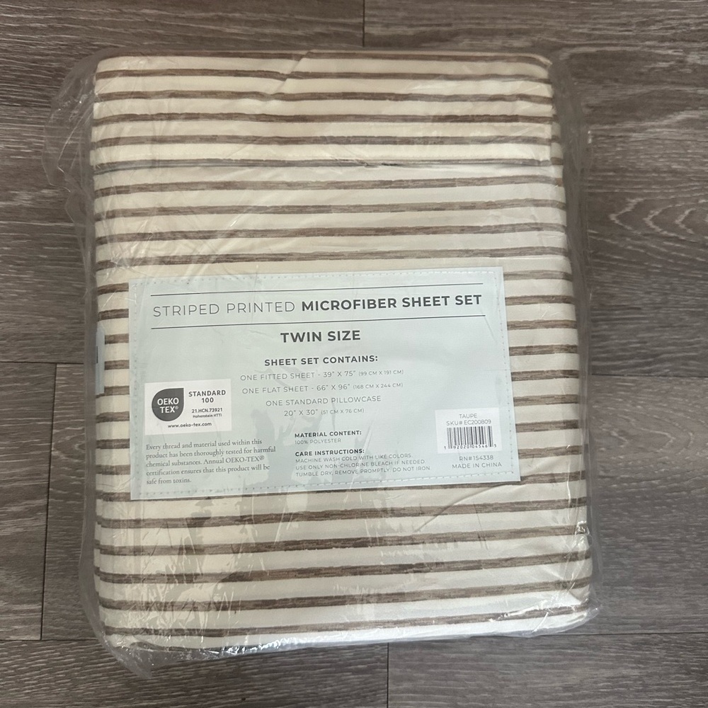 Luxury Striped Microfiber Sheet Set - Twin